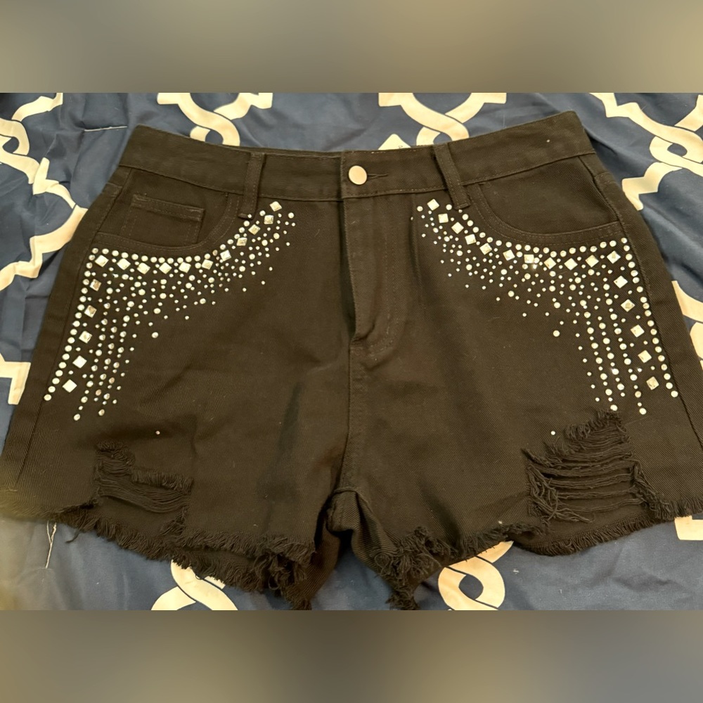 Never worn high waisted rhinestone fringe shorts